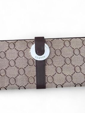 Oroton Dark Brown Leather Cardholder with Branded Pull